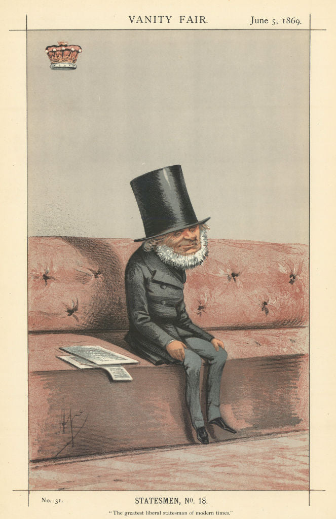 VANITY FAIR SPY CARTOON Lord John Russell 'The greatest liberal statesman…' 1869